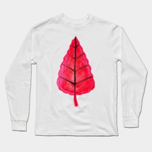 Watercolor Red Leaf Long Sleeve T-Shirt